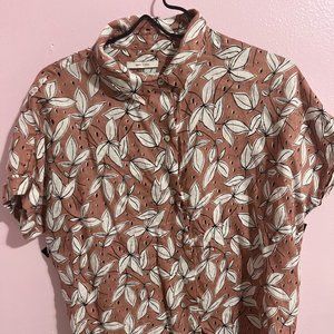 Rachel Zoe Pink Orange & Blue Aztec Boho Geometric Pattern Linen Button Down